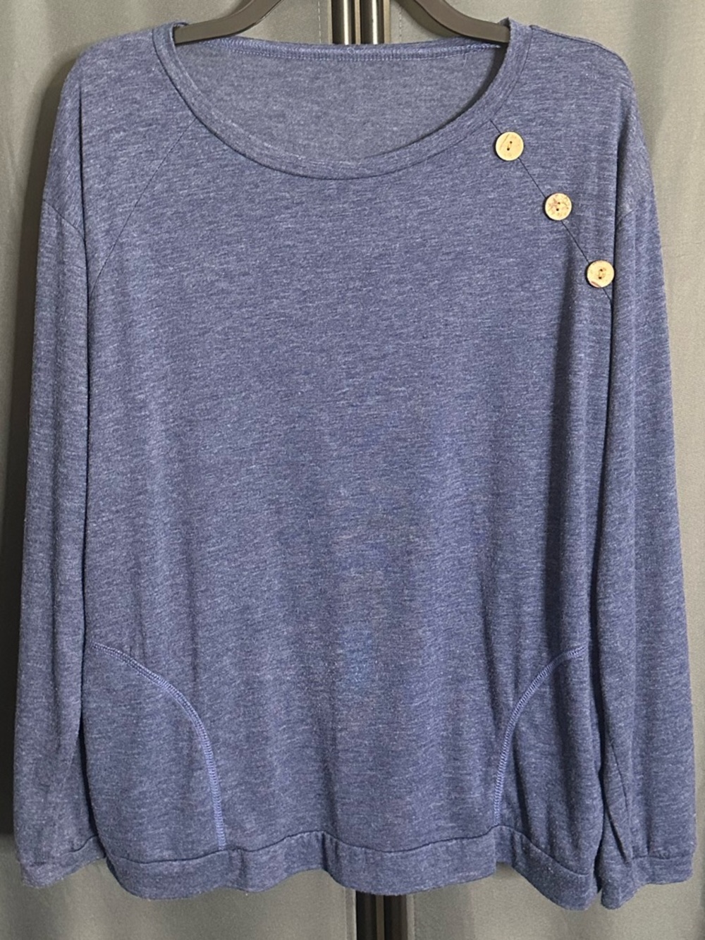 Women’s Blue Button-Accent Long Sleeve Tunic